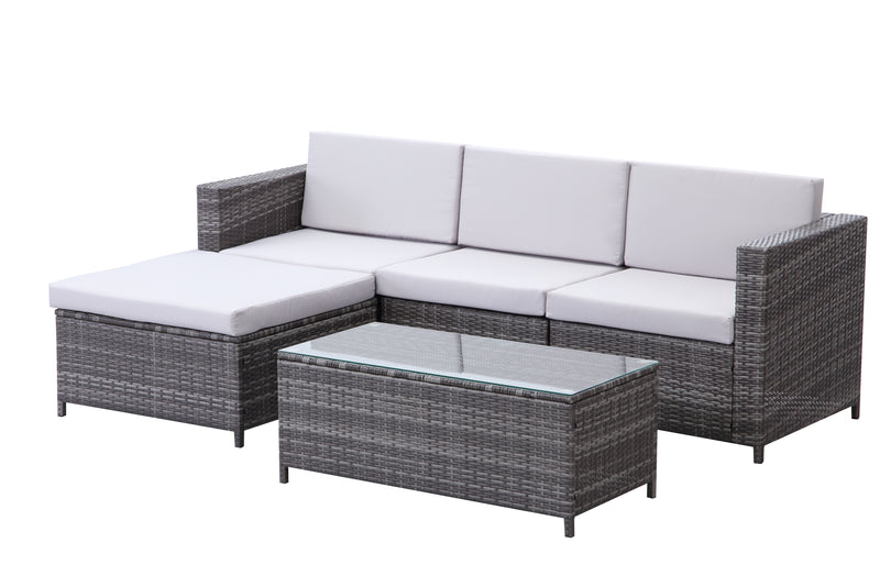 Ramoche's 2 piece grey rattan corner sofa and coffee table set