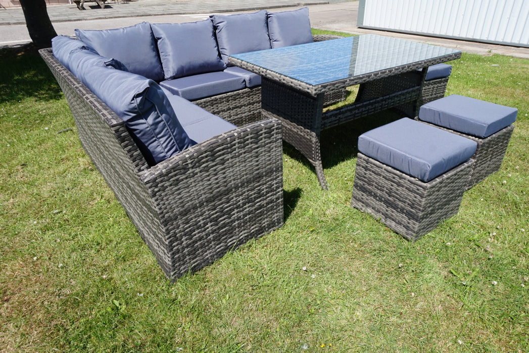 Camellia 6 Piece Grey Rattan Corner Dining Set