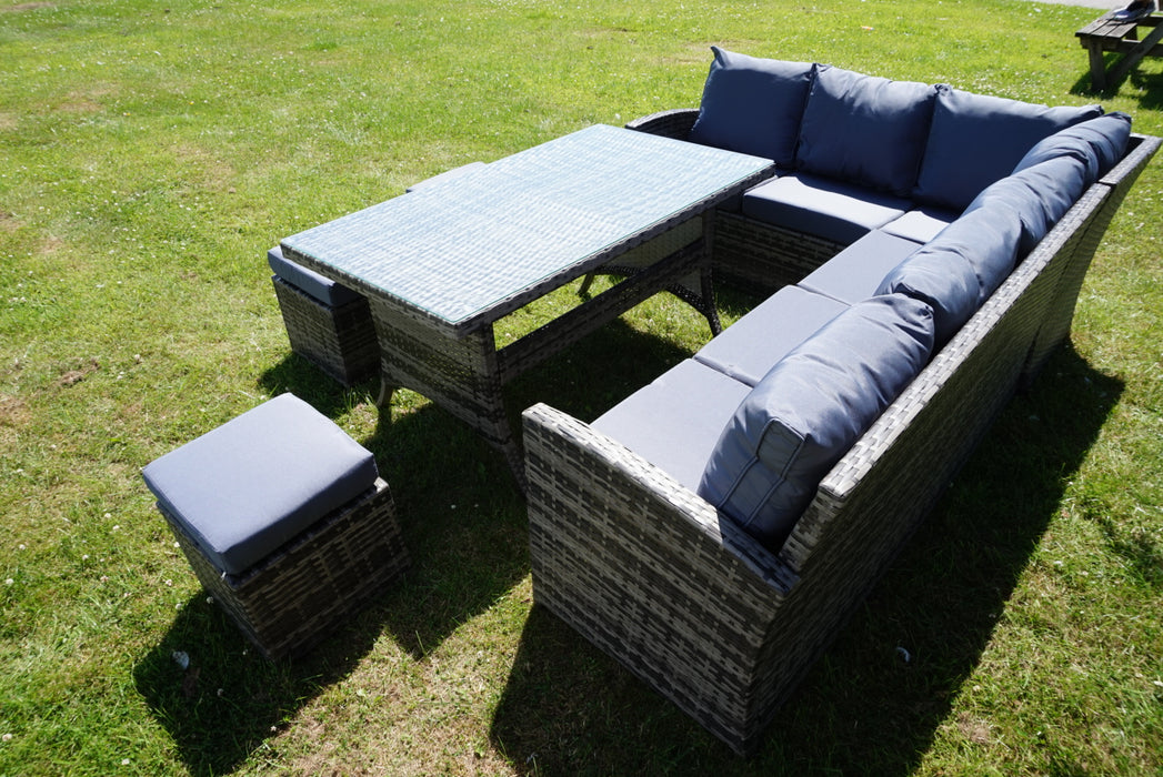 Camellia 6 Piece Grey Rattan Corner Dining Set