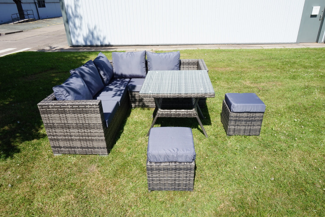 Rosette 5 Piece Rattan Garden Dining Set in Grey