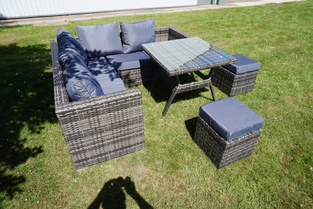 Rosette 5 Piece Rattan Garden Dining Set in Grey