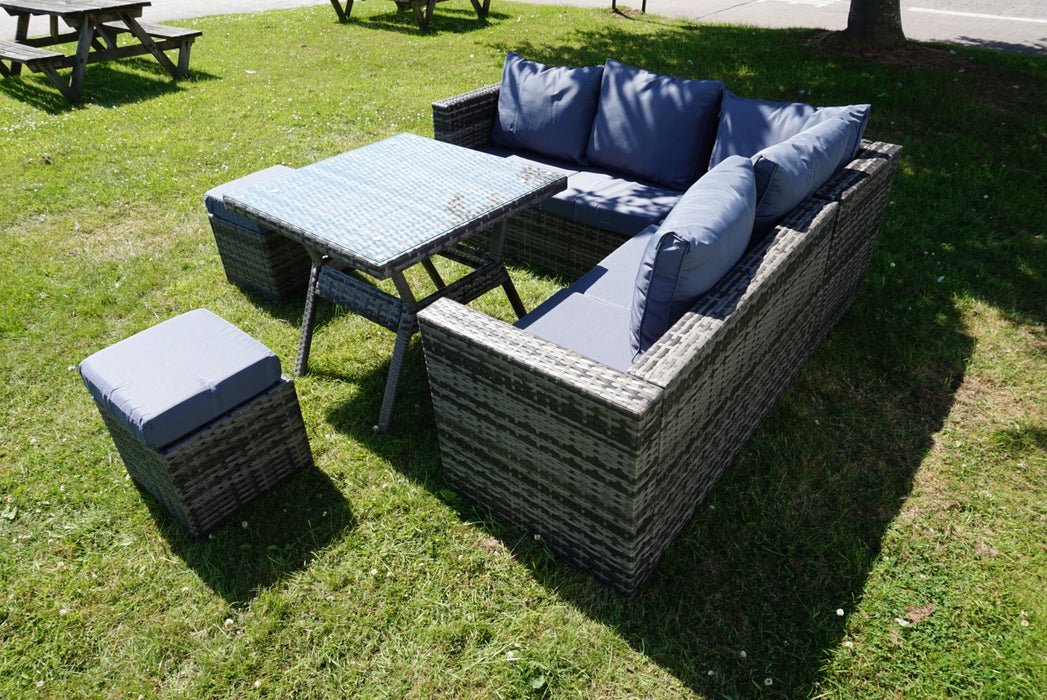 Rosette 5 Piece Rattan Garden Dining Set in Grey