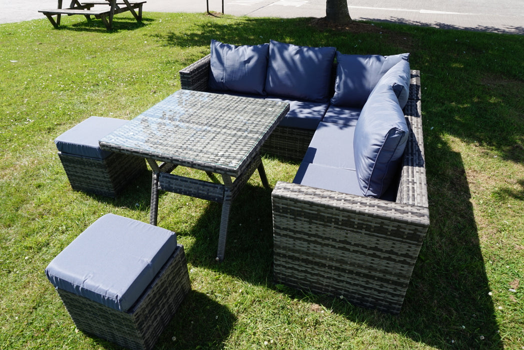 Rosette 5 Piece Rattan Garden Dining Set in Grey