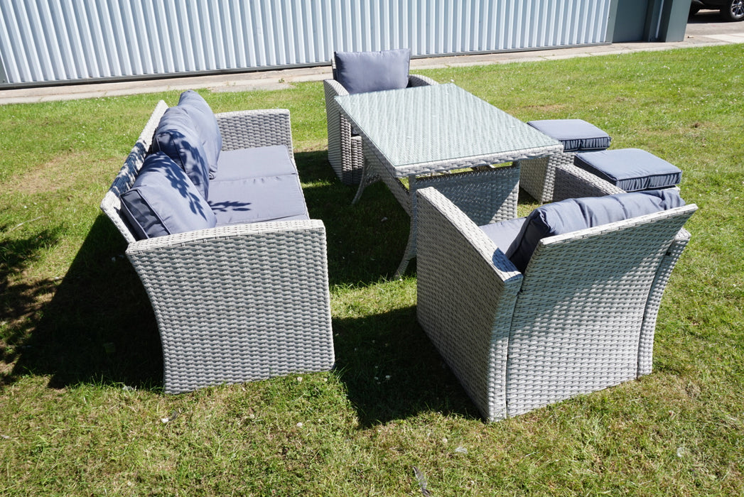 Lindfield rattan 6 seater rectangular deals garden furniture set in grey