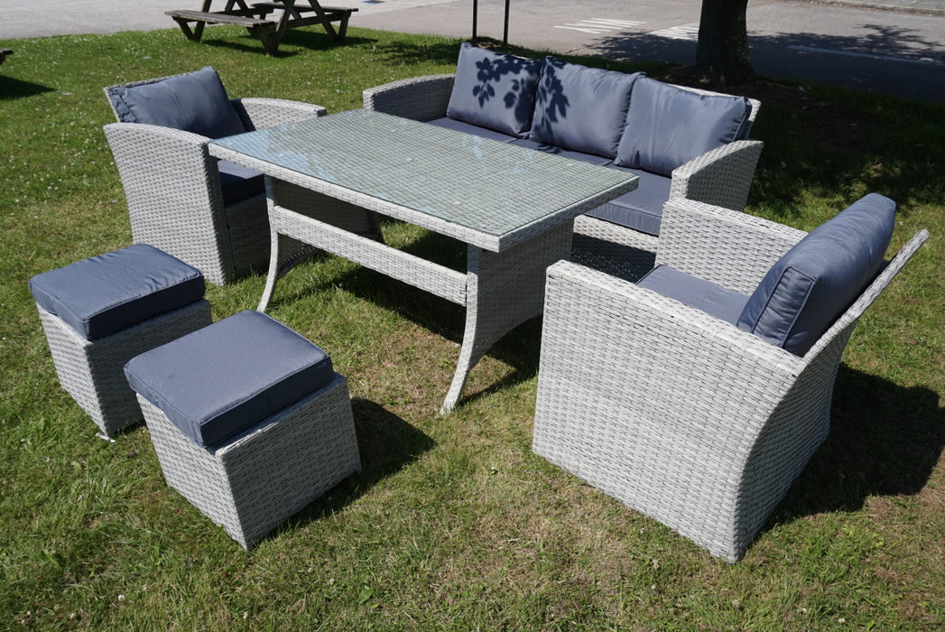 Maxwell 6 Piece Rattan Garden Dining Set in Grey