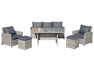 Another view of the full 6 piece rattan garden dining set in grey