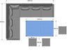 a layout plan of the rattan corner dining set, including measurements which you can find in the product description